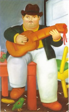350 人の有名アーティストによるアート作品 Painting - ギターを持つ男 フェルナンド・ボテロ
